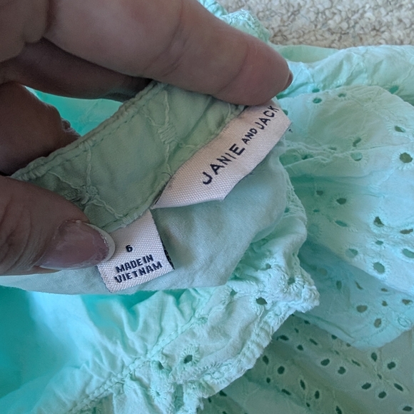 Janie and Jack Tiffany Color Green Eyelet Dress - Picture 3 of 4